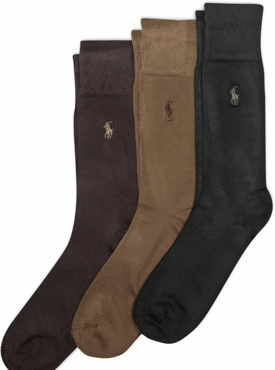 POLO RALPH LAUREN Men's Dress Crew Socks 3-Pack - Super Soft, Flat Knit, Reinforced Heel & Toe for Comfort