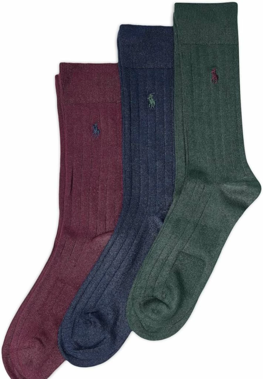 POLO RALPH LAUREN Men's Lightweight Ribbed Dress Crew Socks - 3-Pack Super Soft Comfortable Casual Socks